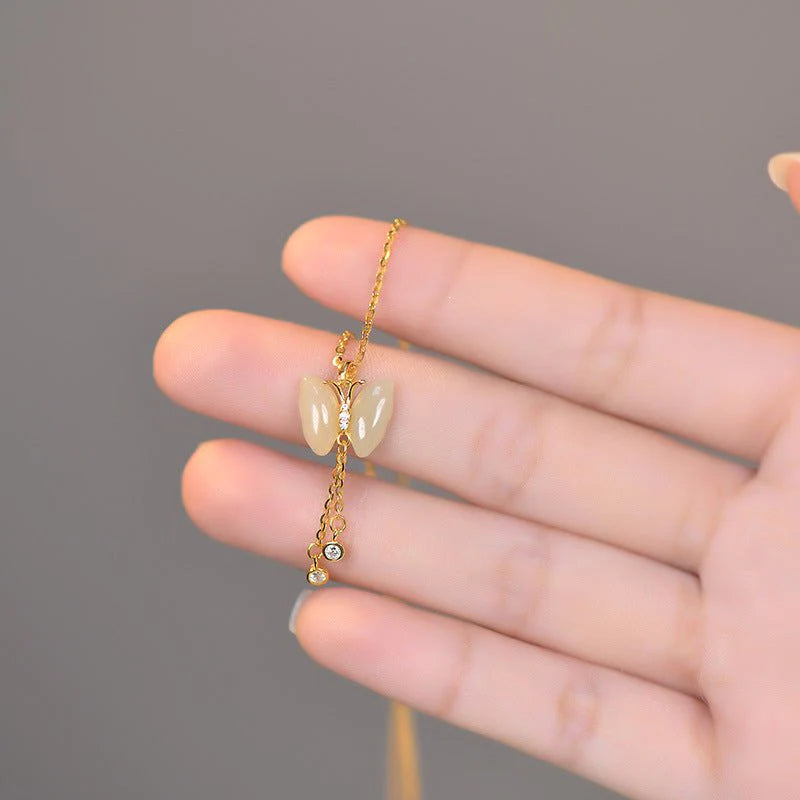 Butterfly Tassel Necklace Female S925 Sterling Silver New Chinese Style High Sense