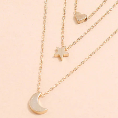 Shang Multi-layer Star Moon Love Pendant Necklace